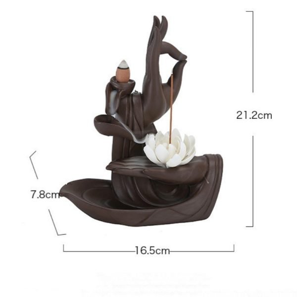 Zen Buddha Hand Purple Clay Ceramic Backflow and Waterfall Incense Burner Holder | Lulu Incense