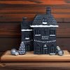 Resin Black Haunted House with Smoking Chimney Log Cabin Incense Burner