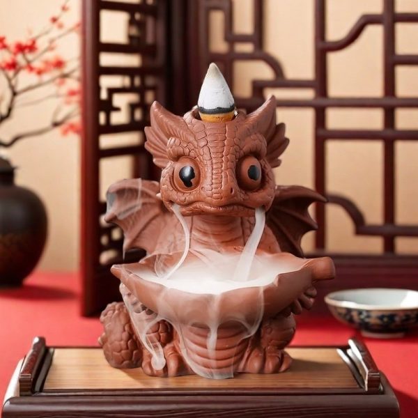 Quirky Dinosaur Dragon Ceramic Waterfall Backflow Incense Burner