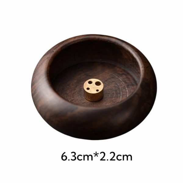 Japanese Simple Style Walnut Wood Alms Bowl Stick Incense Burner Holder | Lulu Incense