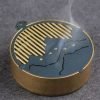Antique Blue and Red Mountain Theme Brass Incense Charcoal Burner