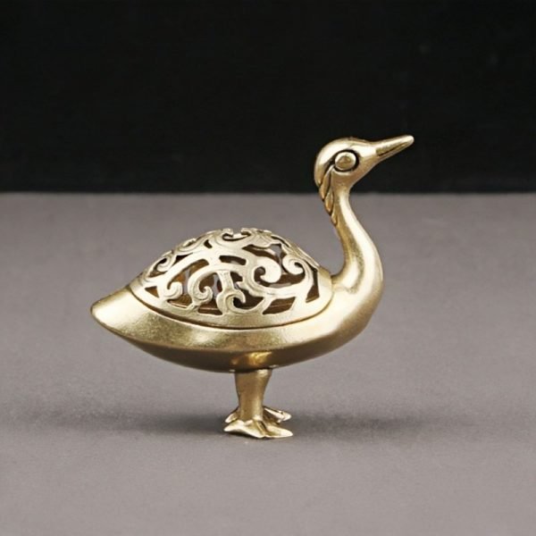 Antique Swan Goose Shaped Brass Scent Incense Cone Burner Holder