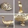 Antique Swan Goose Shaped Brass Scent Incense Cone Burner Holder