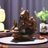 Brown Smoking Dragon Ceramic Waterfall Incense Backflow Burner Holder
