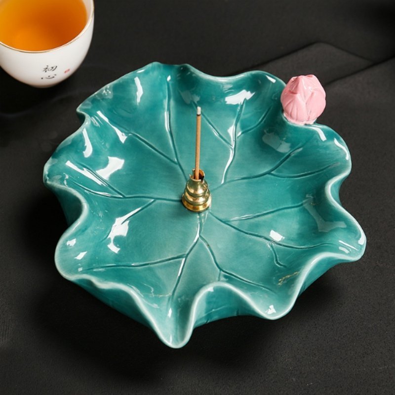 Ceramic Colored Lotus Leaf Shaped Stick Incense Burner Holder for Sale Ceramic Colored Lotus Leaf Shaped Stick Incense Burner Holder for Sale