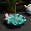 Ceramic Colored Lotus Leaf Shaped Stick Incense Burner Holder for Sale
