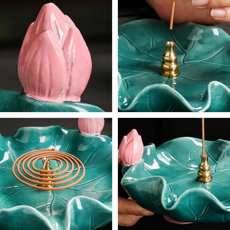 Ceramic Colored Lotus Leaf Shaped Stick Incense Burner Holder for Sale Ceramic Colored Lotus Leaf Shaped Stick Incense Burner Holder for Sale