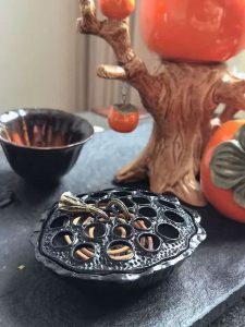 Black Alloy Lotus Seedpod Spiral Coil Incense Burner Holder for Cones with Lid photo review