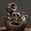 Halloween Purple Clay Pot Skull Waterfall Backflow Incense Burner Holder with Light