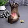 Handmade Traditional Purple Clay Lotus Zen Buddha Hand Incense Burner Backflow