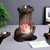 Handmade Traditional Purple Clay Lotus Zen Buddha Hand Incense Burner Backflow