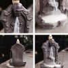Horrible Purple Clay Halloween Skeleton Tombstone Backflow Cone Fountain Incense Burner