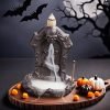 Horrible Purple Clay Halloween Skeleton Tombstone Backflow Cone Fountain Incense Burner