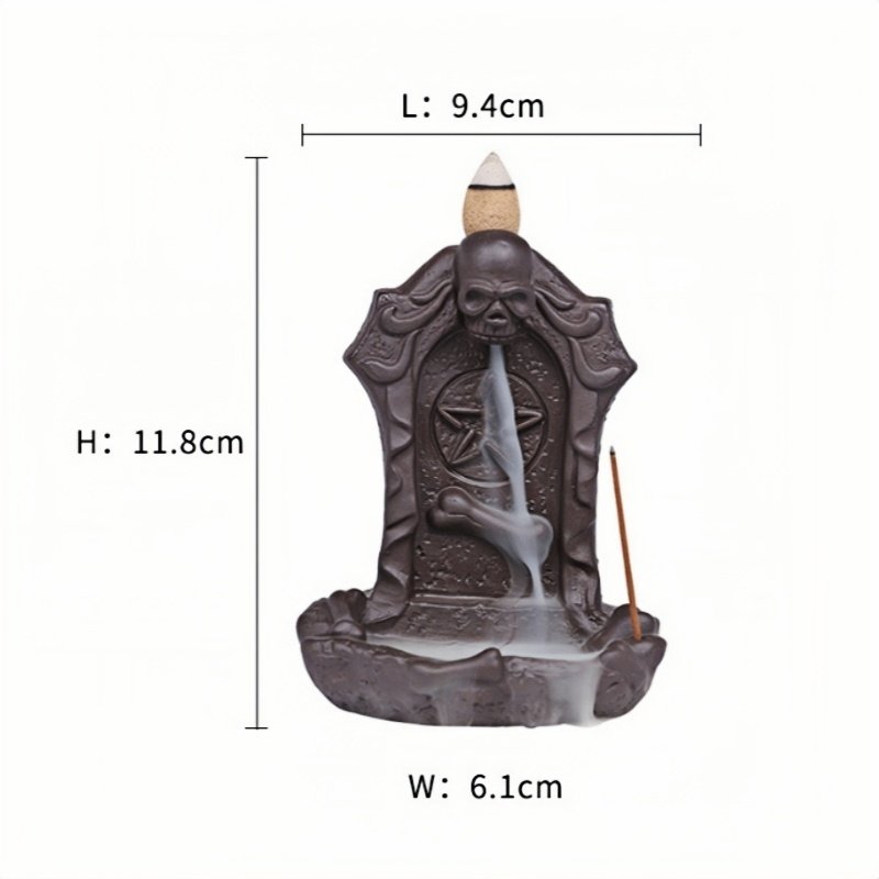 Horrible Purple Clay Halloween Skeleton Tombstone Backflow Cone Fountain Incense Burner Horrible Purple Clay Halloween Skeleton Tombstone Backflow Cone Fountain Incense Burner