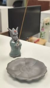 Creative Ceramic Chinese Dragon King Making Bows Stick Incense Holder Burner photo review