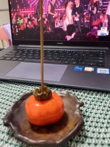Ceramic Orange Color Persimmon Shaped Scent Incense Holder Burner photo review
