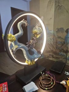 Resin Antique Green Flying Dragon Backflow Incense Holder with LED Lighting photo review