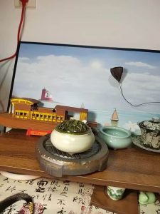 Chinese Ru Kiln Crackle Glazed Porcelain Bowl Coil Incense Holder with Elegant Floral Lids photo review
