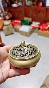 Dragon and Phoenix Theme Chinese Vintage Brass Charcoal Incense Burner Bowl with Lid photo review