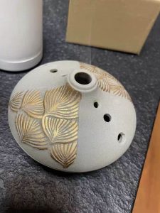 Gold Lotus Relief Elegant Ceramic Coil Incense Burner with Lids photo review