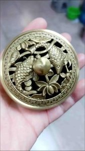Small Dual Fish Antique Chinese Brass Bronze Incense Burner for Cones and Coil Incense photo review