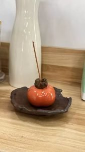 Ceramic Orange Color Persimmon Shaped Scent Incense Holder Burner photo review