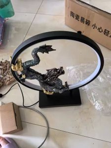 Resin Antique Green Flying Dragon Backflow Incense Holder with LED Lighting photo review
