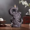 Purple Clay Dragon Smoking with Zen Buddha Smoke Backflow Incense Holder (2)
