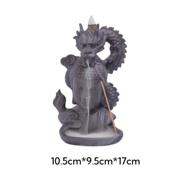 Purple Clay Dragon with Zen Buddha Smoke Backflow Incense Holder