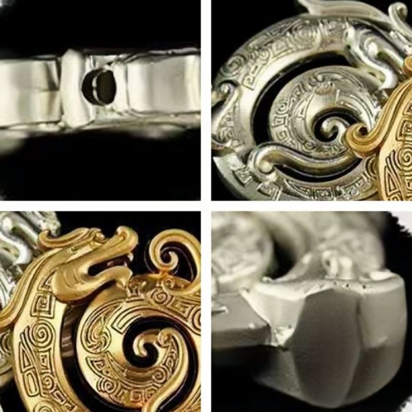 Small Silver and Golden Dragon Theme Brass Incense Burner for Sticks