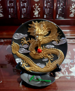 Chinese Antique Luxurious Golden and Black Dragon Round Backflow Incense Burner photo review