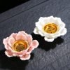 White and Pink Handmade Ceramic Lotus Stick Incense Burner Holder