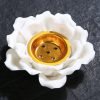 White and Pink Handmade Ceramic Lotus Stick Incense Burner Holder