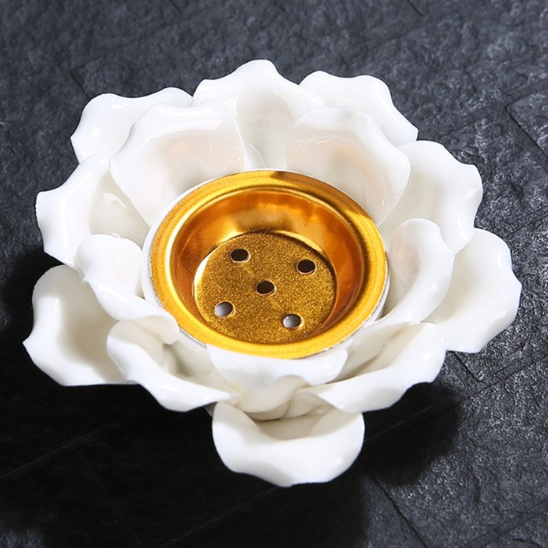 White and Pink Handmade Ceramic Lotus Stick Incense Burner Holder White and Pink Handmade Ceramic Lotus Stick Incense Burner Holder