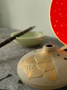 Gold Lotus Relief Elegant Ceramic Coil Incense Burner with Lids photo review
