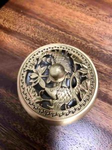 Small Dual Fish Antique Chinese Brass Bronze Incense Burner for Cones and Coil Incense photo review
