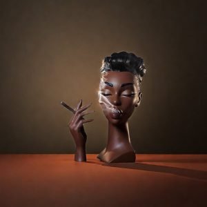 Modern Black Woman Black Girl Smoking Head Face Cone Incense Burner