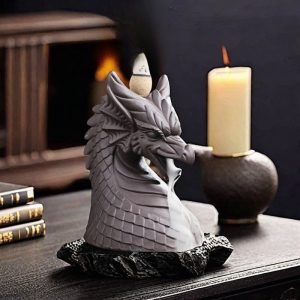 Antique Purple Clay Dragon Head Backflow Waterfall Incense Holder for Sale