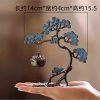 Alloy Antique Blue Japanese Pine Tree with Lotus Theme Hanging Censer Incense Burner