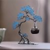 Alloy Antique Blue Japanese Pine Tree with Lotus Theme Hanging Censer Incense Burner
