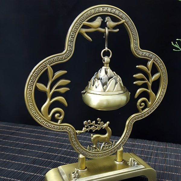 Alloy Antique Lotus Theme Backflow Hanging Censer Incense Burner Holder for Sale