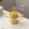 Antique Arabian Magic Lamp Theme Ceramic and Metal Church Incense Censer Burner