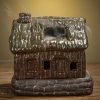 Antique Brown and Green Ceramic Handcrafted Burning Incense House Burner