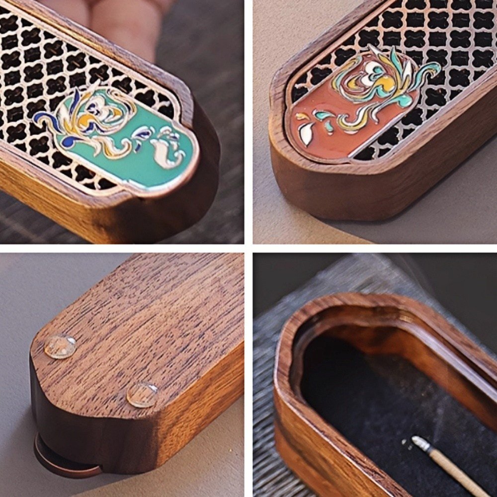 Antique Dunhuang Theme Wooden Conical Incense Coffin Burner Holder Antique Dunhuang Theme Wooden Conical Incense Coffin Burner Holder