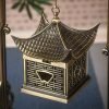 Antique Chinese Four-cornered Pavilion Shaped Hanging Bronze Incense Burner