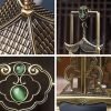 Antique Chinese Four-cornered Pavilion Shaped Hanging Bronze Incense Burner