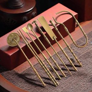 Antique Lotus Theme Pure Copper Agarwood Loose Powder Ash Incense Ceremony Burner Kit