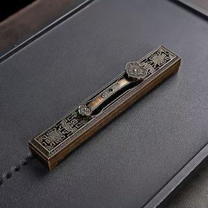 Antique Ruyi and Deer Theme Alloy Handmade Coffin Box Shaped Incense Burner Holder
