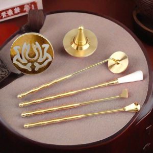 Asian Sandalwood and Agarwood Loose Powder Brass Incense Burner Beginners Kit