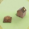 Beech Wood and Black Walnut Wood Handcrafted Log Cabin Incense Burner with with Smoking Chimney -walnut wood